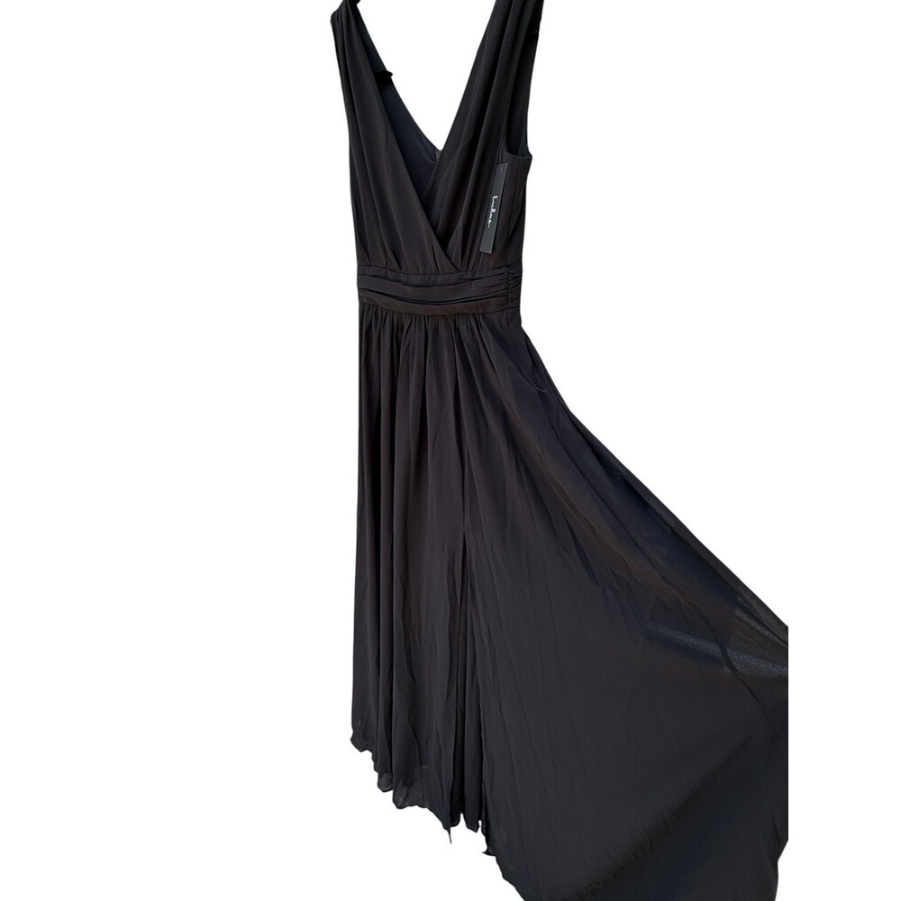 Lulus Heavenly Hues Chiffon Maxi Dress Black Formal Bridesmaid Gown NWT XXS - Picture 6 of 10